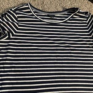 Woman’s blue striped shirt